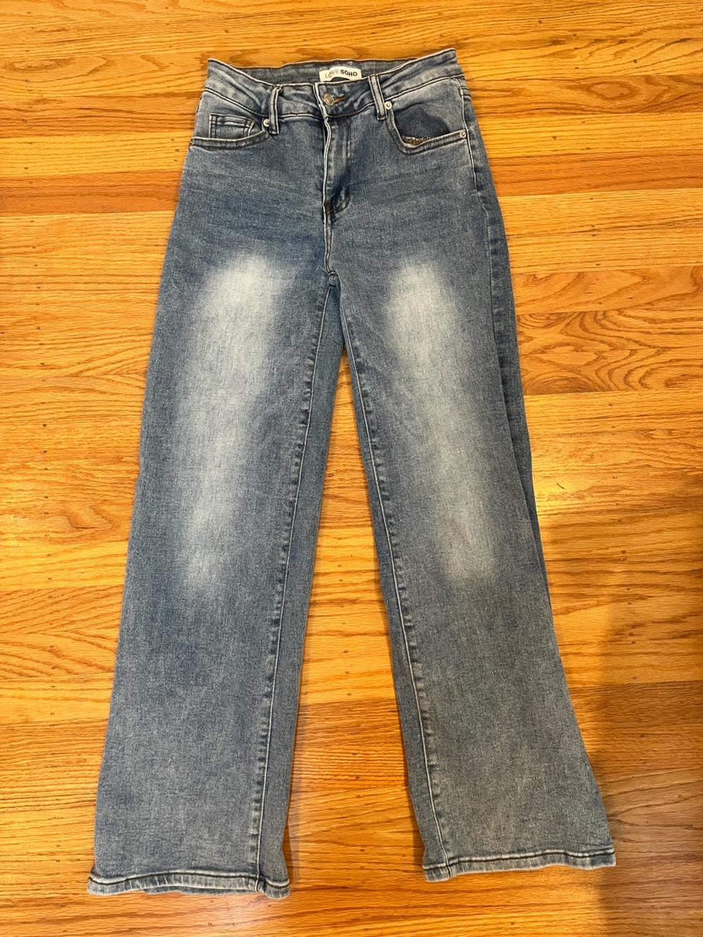 Women's Light Blue Washed Jeans - Classic Straight Fit